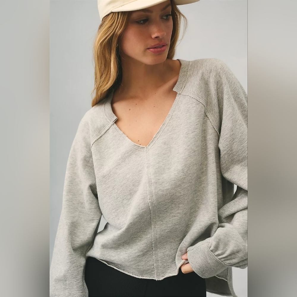 Pilcro Reworked Popover Sweatshirt Size S Grey Pullover Anthropologie Top
